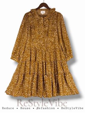 BOHME Women’s Size S Dress Floral Ruffle Peasant Style Long Sleeve NWT Modest